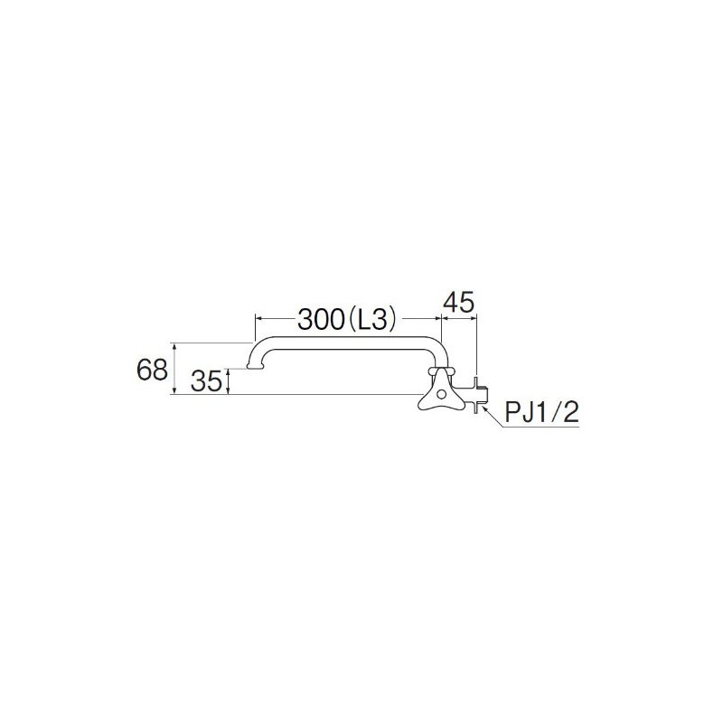 SANEI A20J-L3-13 Horizontal Freedom Faucet Pipe Length 11.8 inches (300