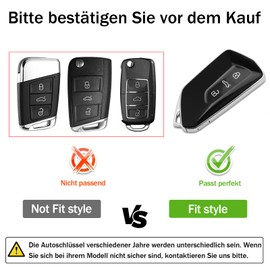 OATSBASF OATSBASF Autoschlsselhlle fr VW Golf 8, Seat Leon MK4, Tarraco, Ateca & Skoda Octavia C Hochgl?nzende TPU-Schutzhlle (Schwarz)