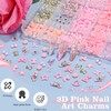 3D Assorted Pink Nail Art Charms, Flatback Pearls and AB