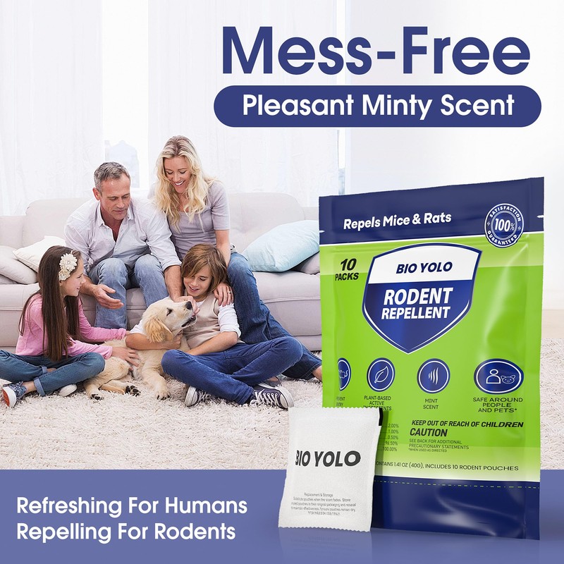 BIO YOLO Rodent Repellent Pouches – Peppermint Oil, Plant-Powered –
