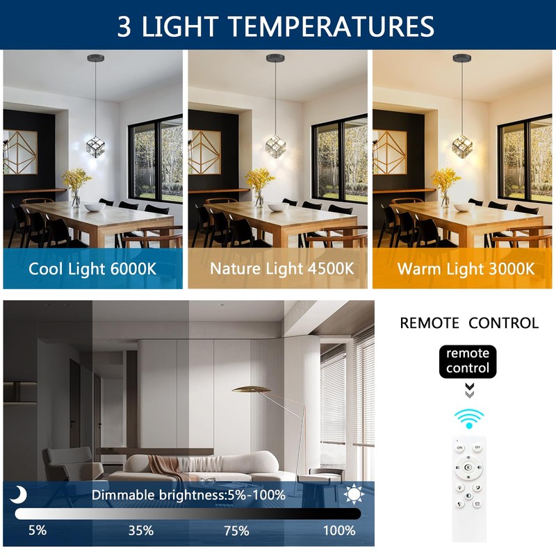 dolria Mini Pendant Lights Crystal Chandeliers for Dining Room Kitchen