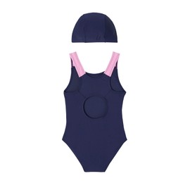 Vertbaudet Badeanzug Love mit Badekappe Mädchen Indigo-blau 146/152