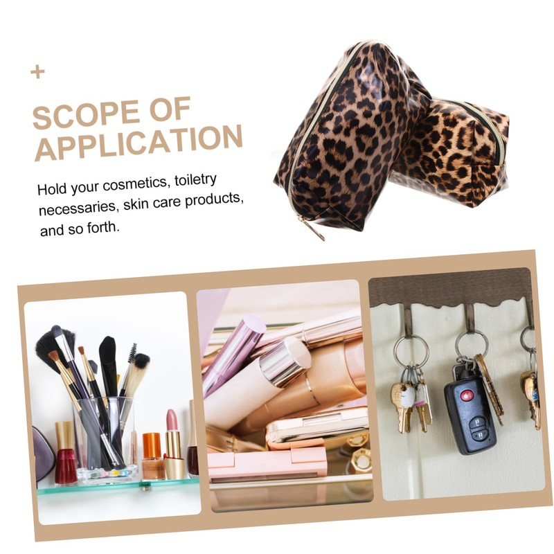 FOMIYES 2sets Travel Cosmetic Bag Large Capacity Makeup Storage Leopard