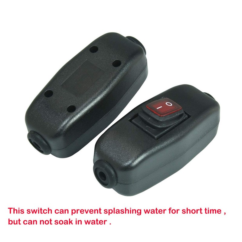 2Pcs Black Waterproof Switch with LED Indicator - ON/OFF Button