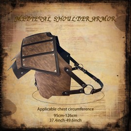 MDJWIANJ Men Leather Medieval Pauldron Armor Set, 8 Pcs Viking Knight Ren Faire Renaissance Cosplay Larp Shoulder Armor Set with Belt Tassets Bracers, Brown