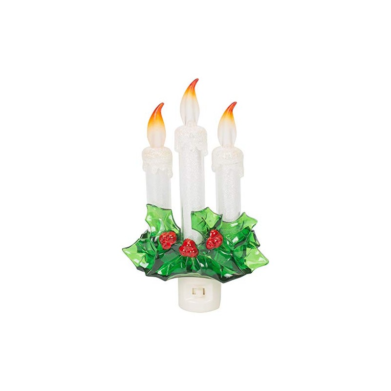 Three Dipped Candles With Holly 7.75 Inch Acrylic Decorative Swivel
