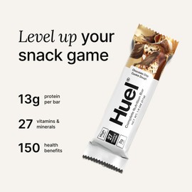 Huel Complete Nutrition Vegan Protein Bars | Cookie Dough | 13g Protein | 27 Vitamins & Minerals, 2g Sugar, Non-GMO, 100% Plant Based Snack | 12 Pack