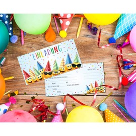 Friendly Fox Party Emoji Invitation, 12 x Invitation Cards, Children's Birthday Emojis, Birthday Invitation DIN Long