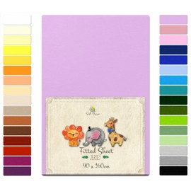 Fitted Sheet 100% Cotton Jersey - 80/200 - 80 x 200 cm 90 x 160 cm purple