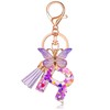 JINGUAZI Initial letter Keychains for Women Tassel Butterfly Pink Purple