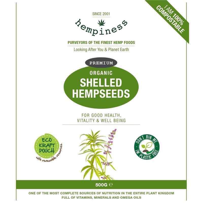 Hempiness Organic Premium Shelled (Hulled) Hempseed 500g | EU Raw