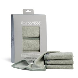 Little Bamboo Towelling Baby Washer Face Cloth, Bayleaf (Pack of 3)