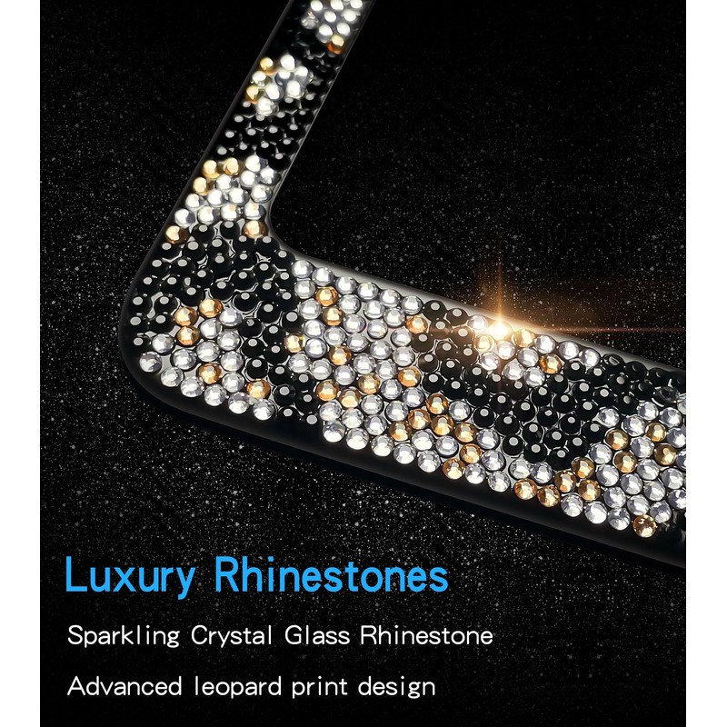 Mulixis Leopard Bedazzled License Plate Frames for Women Diamond License