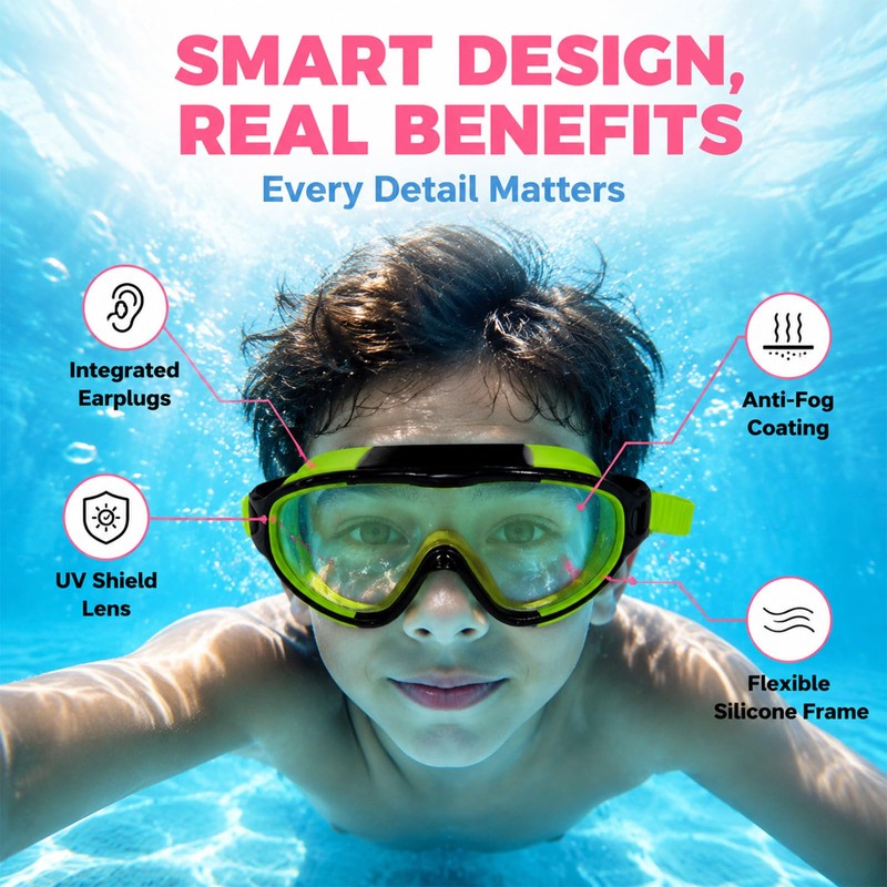 Cosblisvia 3 Pack kids swimming goggles, Wide goggles kids 6-14
