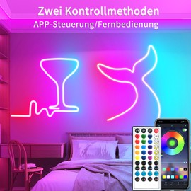 Segrass 10 m LED Neon Strip with Music Sync IP65 Waterproof RGB Band with Remote Control / App Control for Wall Decoration, Bedroom Indoor