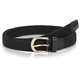 WHIPPY Fabric Belt Stretch Belt Elastic Braided Belt Elastic Stretchy Belt for Men and Women with Gold Buckle Width 2.5 cm, A-Black