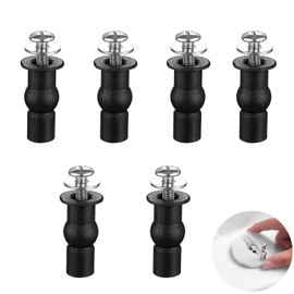 6 Pack Toilet Seat Fittings, Toilet Seat Bolts, Quick Release Toilet Seat Fixings, Heavy Duty Toilet Seat Fastener Bolt Kit, Toilet Seat Fittings, For Toilets Wc Blind Hole(Black)