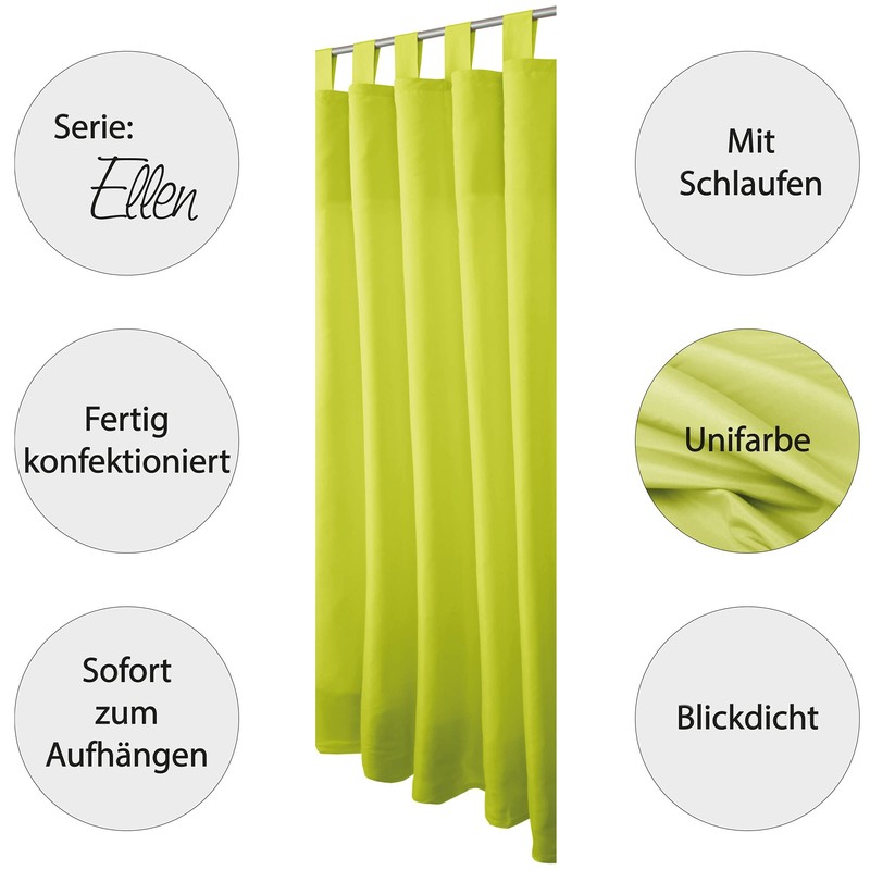Bestgoodies Curtain with Loops 140 x 225 cm (Width x