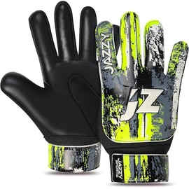 Jazzy Sports Soccer Goalie Gloves,Funky Football Goalkeeper Gloves for Kids Boys Children Youth with 4mm Latex for Strong Grip (Black 1, Size 7 Suitable for Size S-M Adult)