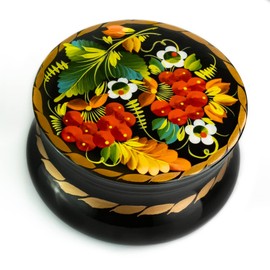 UA Creations Decorative Lacquer Box with Hand Painted Floral Decoration for Jewelry, Trinkets, Keepsakes and Small Gifts (UA32859)