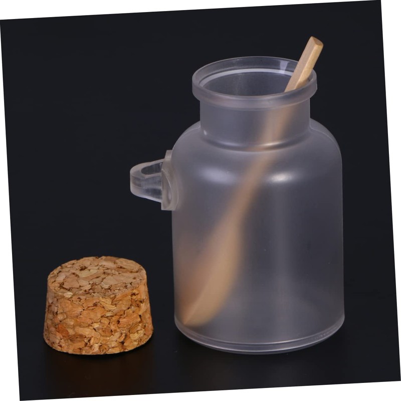 KICHOUSE Empty Plastic Salt Container with Wooden Lid Spoon 100g