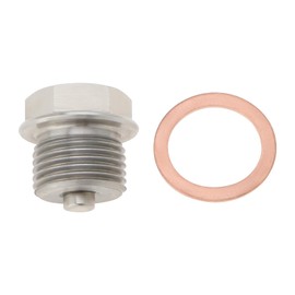 eMagTech M18 x 1.5 mm Magnetic Oil Drain Plug Stainless Steel Oil Drain Plug with Copper Crimp Disc Replacement for Most Cars and Motorcycles