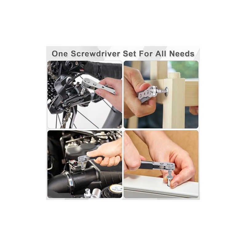 10-In-1 Angled Ratchet Screwdriver Set，90 Degree Right Angle, Angled and