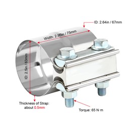 DOCAS 2.5 Inch Exhaust Clamp, Lap Joint Band Clamp Stainless Steel 2PCS