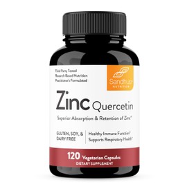 Sandhu's Zinc Quercetin 120 Vegetarian Capsules (Pack of 1) | Zinc Supplements for Antioxidant Immune Support for Men and Women | Gluten, Soy, Dairy Free