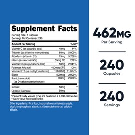 Nutricost Nutricost Vitamin B Complex 462mg, 240 Capsules - with Vitamin C - Energy Complex