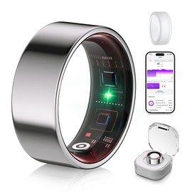 XSWCCJJ Smart Ring 6.0 & Wireless Charging Box【Industry No.1 - 0 Measurement Errors】【Sport Specific】 Smart Ring for Women Men Sleeping, Heart Rate, SpO2, 200 Modes for Silver 9#