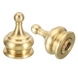 PATIKIL 1 Inch High Brass Lamp End Pieces Cap Knob Set of 2 Lamp Screw Holder Threaded Hole 1/4-27 for Table and Floor Lampshade Decoration Gold Tone