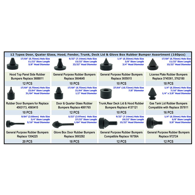 Dsnaduo 160 PCS Black Automotive Rubber Bumper Assortment, Rubber Stop