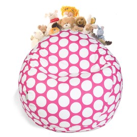 Majestic Home Goods Large Polka dot Storage Bean Bag, Hot Pink