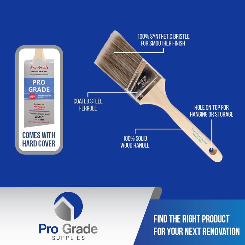 10 Pack Pro-Grade Premium Wall/Trim House Paint Brush Set Great