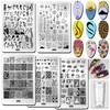 French Nails Stamp Nail Stencils Set, 5 Star Moon Flowers