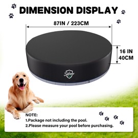 SAFANA 87 inch Round Dog Pool Cover [Upgrade 420D Thickened] 87" / 7ft-7.25 ft Portable Doggy Pet Bath Inflatable Swimming Round Pool Cover, Durable Foldable Drawstring Design Windproof Dustproof