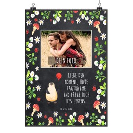 Mr. & Mrs. Panda DIN A4 Personalisiertes Foto Poster Pinguin Luftballon - Geschenk, Pinguine, Motivation, Kind, Geschenkidee