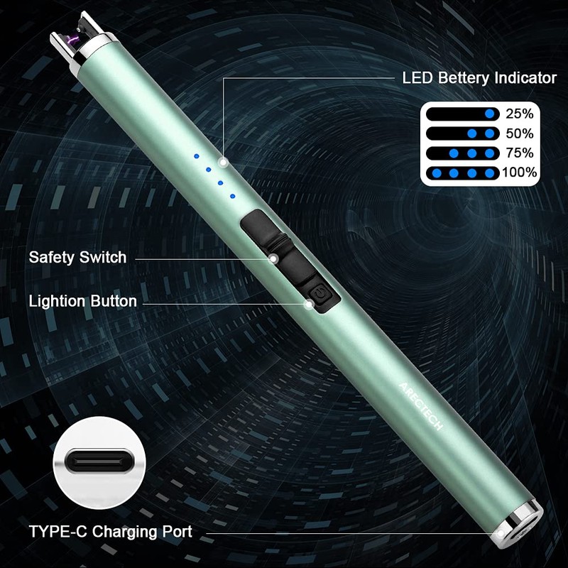 ARECTECH Rechargeable Electric Candle Lighter Arc Plasma Windproof Lighter for