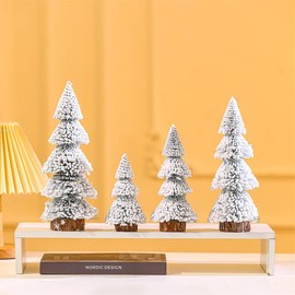 Zliger Pack of 3 Mini Christmas Trees, 10/15/20 cm, Artificial Christmas Tree, Small, Mini Green Christmas Tree with Snow Effect, Artificial Small Pine Tree, for Christmas Decoration, Table
