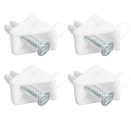 SuperDi White Shelf Support Pins Brackets with Self-Tapping Screws, 90° Angle Brace Wedge Compatible with IKEA Part 101558 (Pax, KOMPLEMENT)（4 PCS）