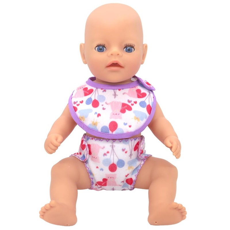 ZWOOS 8-Piece Doll Bib and Nappies for Baby Dolls, Cute