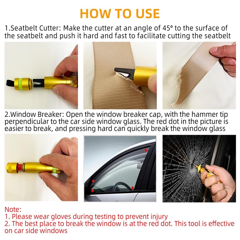 Allelic 2025 Upgraded Window Breaker Seatbelt Cutter, Window Breaker, Glass