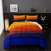 Nttopship Geometric Splicing Comforter Sets King Size,Orange and Blue Graffiti