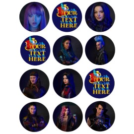 Unbranded Descendants Edible Image Toppers. Edible Round Pre Cut Stickers. - 12 circles 2.5"