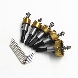 ZONADAH 5pcs Titanium Coated Drill Bit Set 16mm 18.5mm 20mm 25m/30mm MM HSS Carbide Tip Hole Saw Tooth Drill Bit Hole Saw Kit Stainless Steel Tool