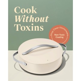 Caraway Rondeau - 6 Qt Non-Stick Pan with Lid - Free From Forever Chemicals - Perfect for Searing, Braising, & Roasting - Cream