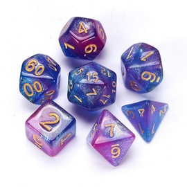 HiLLeo DND Dice Set 7pcs Polyhedral D&D Dice for Dungeons and Dragons RPG MTG Role Playing Games and Tabletop Games with Dice Bag (Dreamy Mixed Blue and Purple)