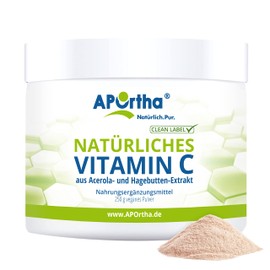 Aportha Natütliches Vitamin C – 250g Powder – Acerola Cherry Extract and Rosehip Extract