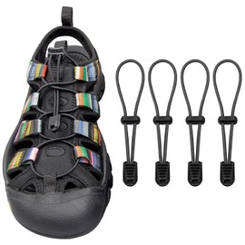 2 Pairs Elastic Shoelaces for Keen Newport Water Sandal No Tie Shoe Laces Replacement Stretchy Bungee Strings(Color:Black,Size:40Inch)